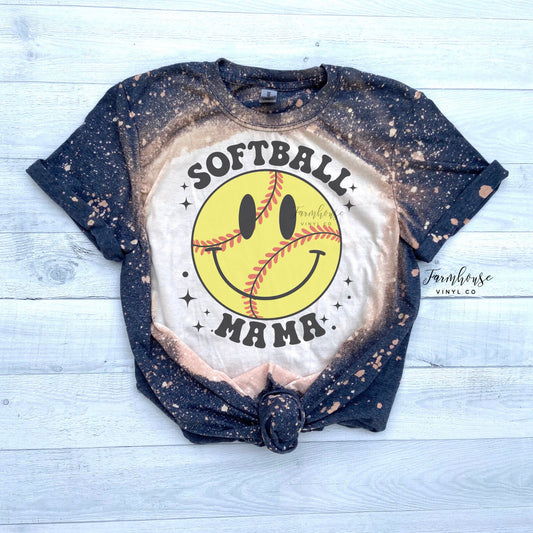 Softball Mama  Face Retro Shirt / Trendy shirt / Ballpark Shirt /  Softball Bleached T / Softball Shirt / Softball Fan Tee - Farmhouse Vinyl Co
