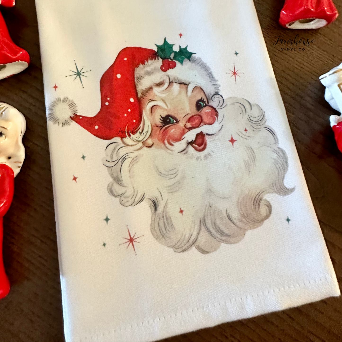 Retro Santa Style Christmas Towel