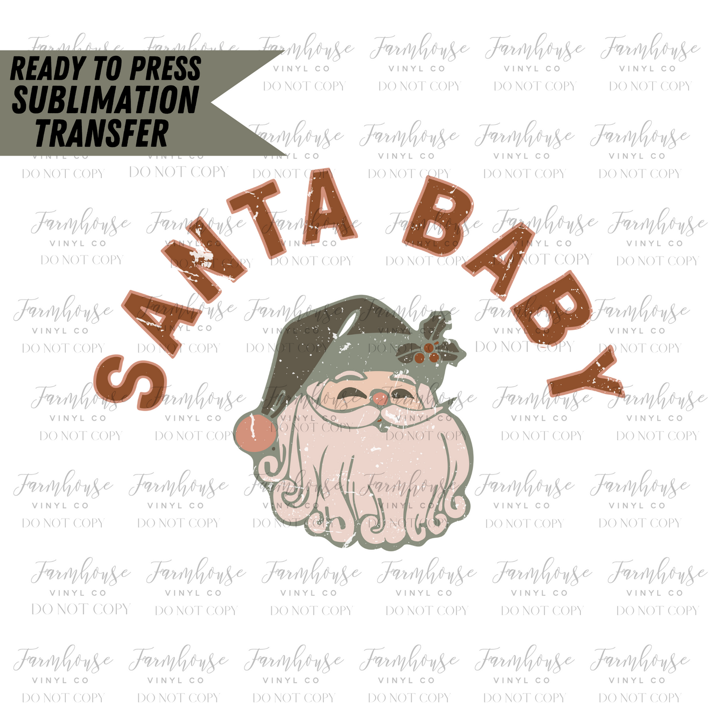 Santa Baby Retro Ready To Press Sublimation Transfer - Farmhouse Vinyl Co