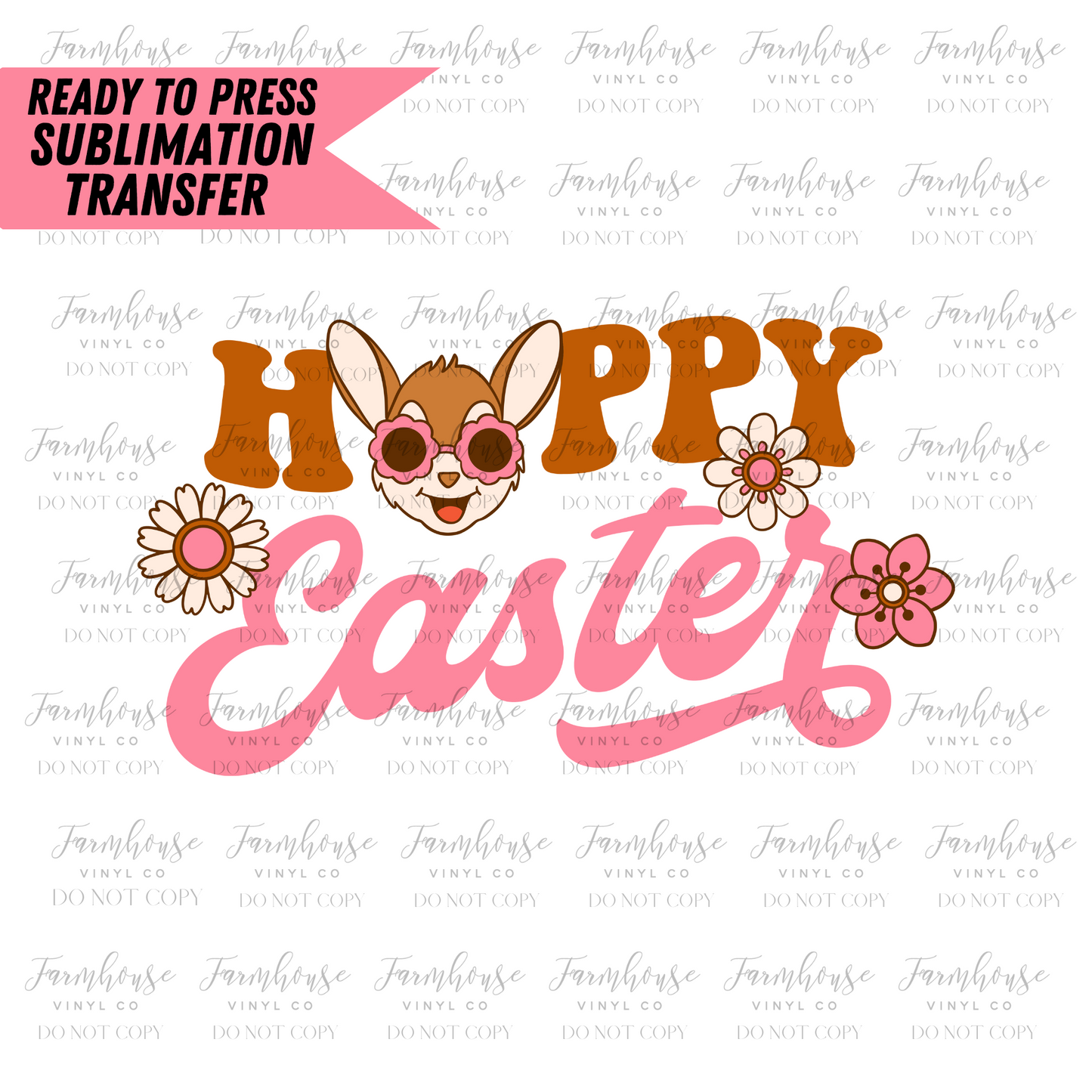 Hoppy Easter Bunny Retro Ready To Press Sublimation Transfer