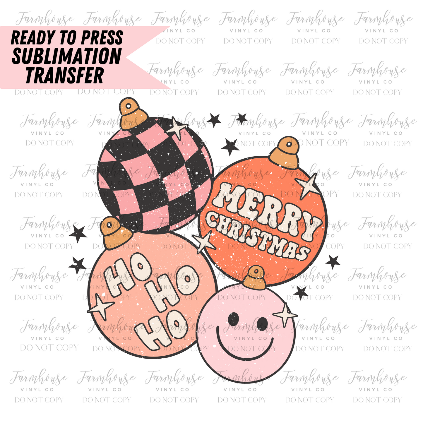 Merry Christmas Ornaments Ready To Press Sublimation Transfer - Farmhouse Vinyl Co