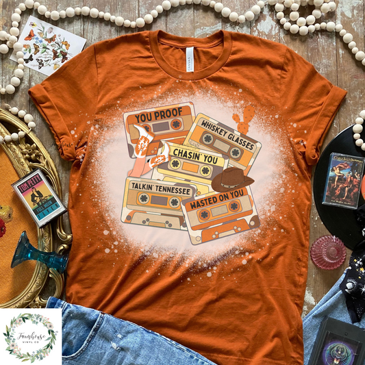 Country Music Cassettes Bleached Shirt