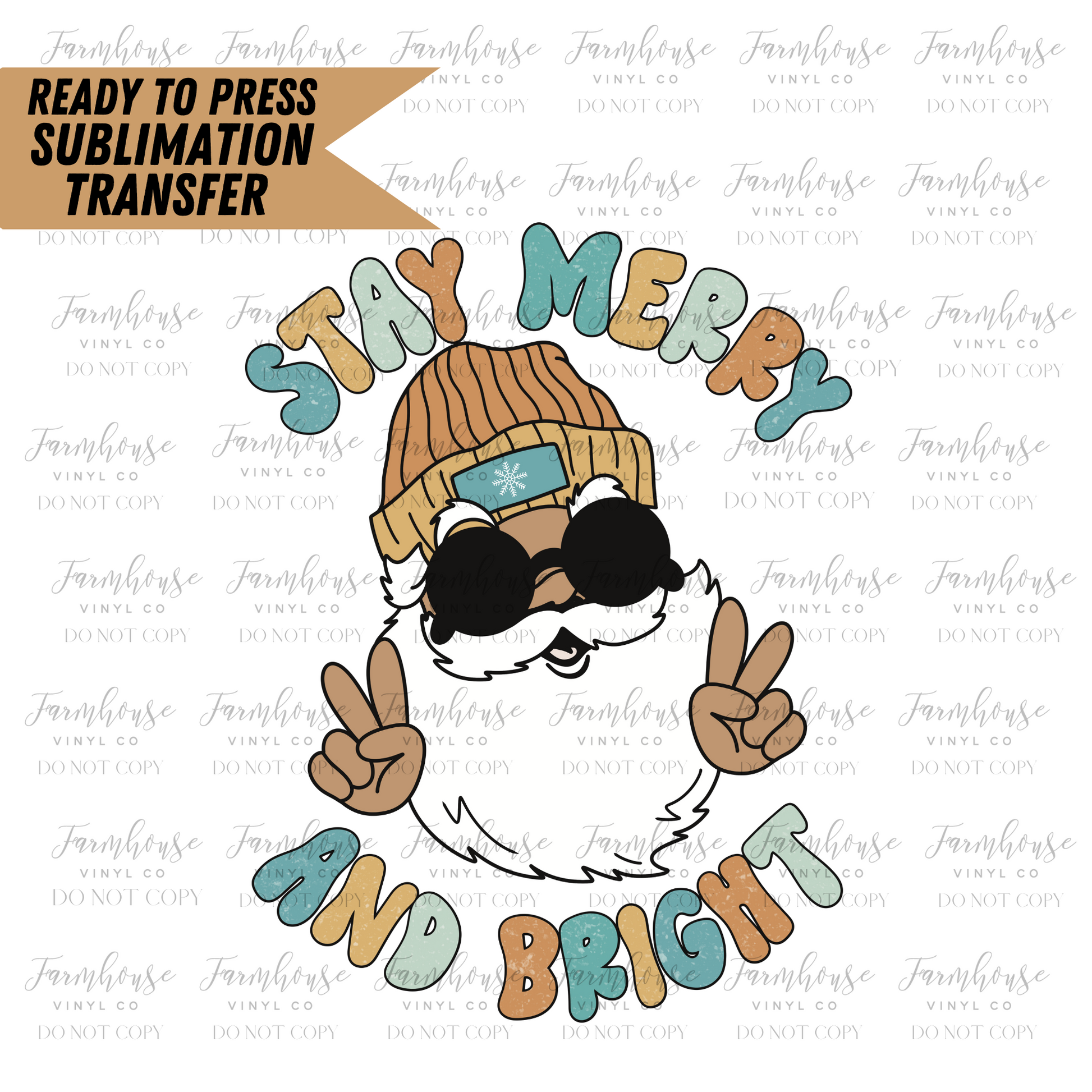 Stay Merry and Bright Santa Claus Retro Ready to Press Sublimation Transfer - Farmhouse Vinyl Co