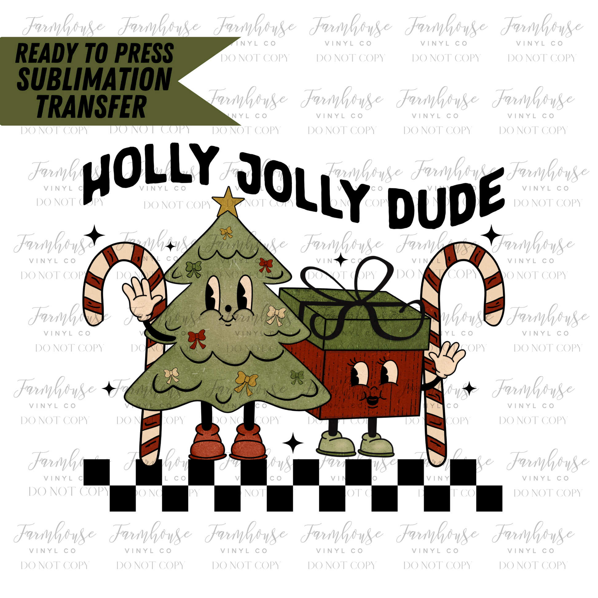 Holly Jolly Dude Ready To Press Sublimation Transfer - Farmhouse Vinyl Co