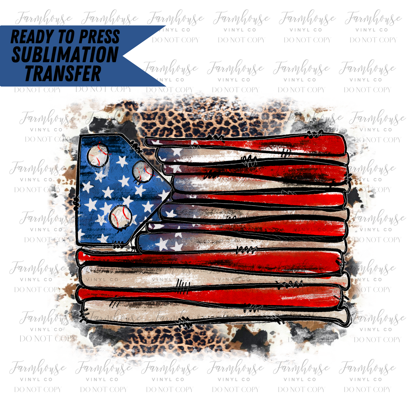 Baseball American Flag Ready to Press Sublimation Transfer - Farmhouse Vinyl Co