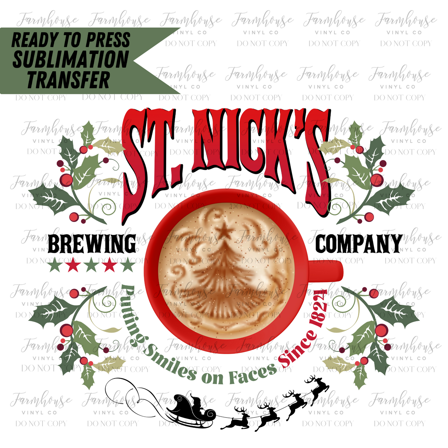 St Nicks Brewing Co Ready To Press Sublimation Transfer Design - Farmhouse Vinyl Co