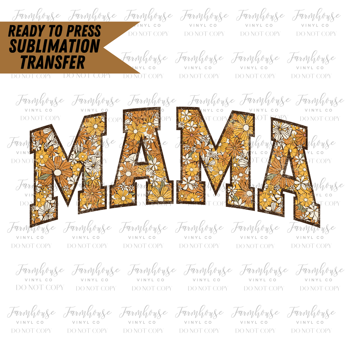 70S Mama Varisty Letters Ready To Press Sublimation Transfer