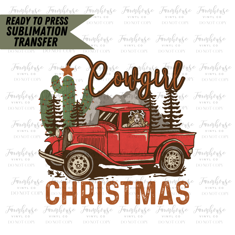 Cowgirl Christmas Ready To Press Sublimation Transfer Design - Farmhouse Vinyl Co