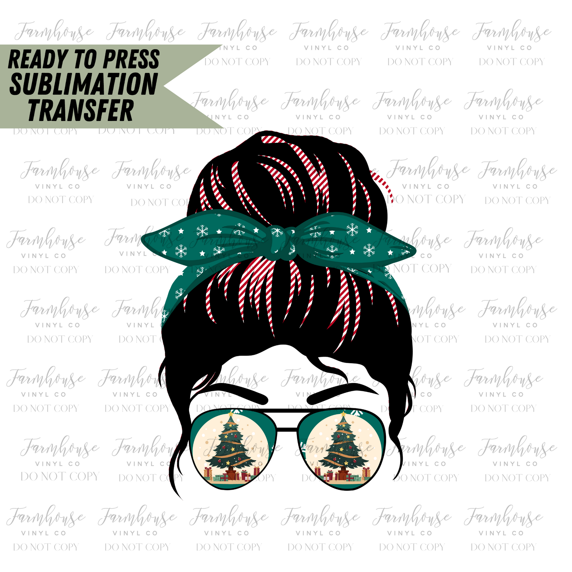 Messy Bun Christmas Ready To Press Sublimation Transfer - Farmhouse Vinyl Co