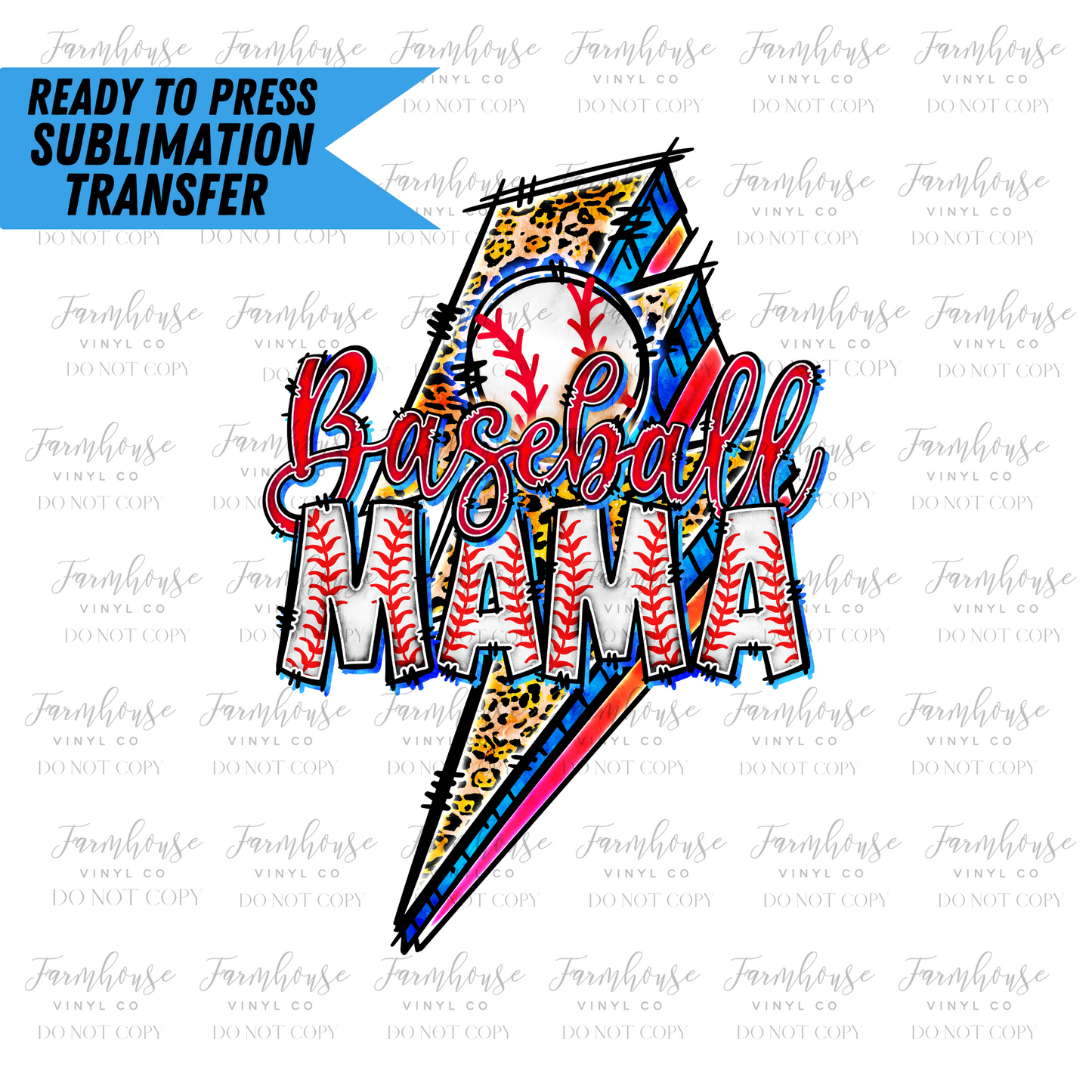 Baseball Mama Ready to Press Sublimation Transfer - Farmhouse Vinyl Co