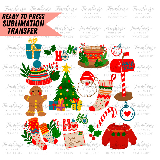 Christmas Favorite Things Ready To Press Sublimation Transfer - Farmhouse Vinyl Co