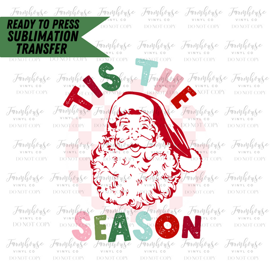 Tis The Season Retro Santa Ready To Press Sublimation Transfer - Farmhouse Vinyl Co