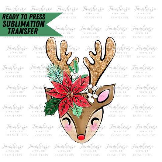 Retro Reindeer Ready To Press Sublimation Transfer - Farmhouse Vinyl Co