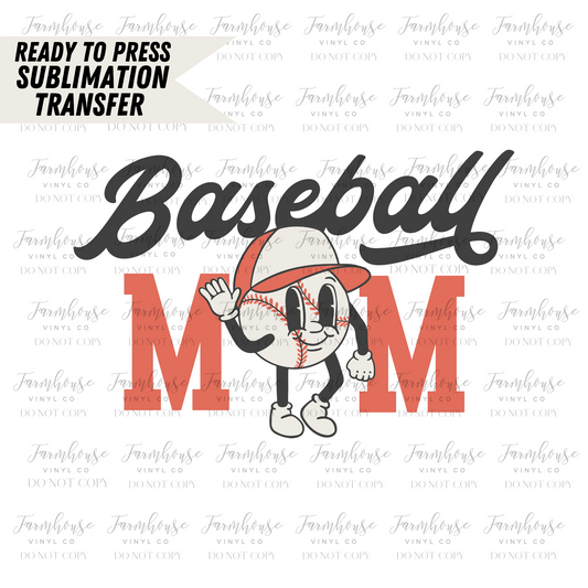 Baseball Mom Retro Ready To Press Sublimation Transfer