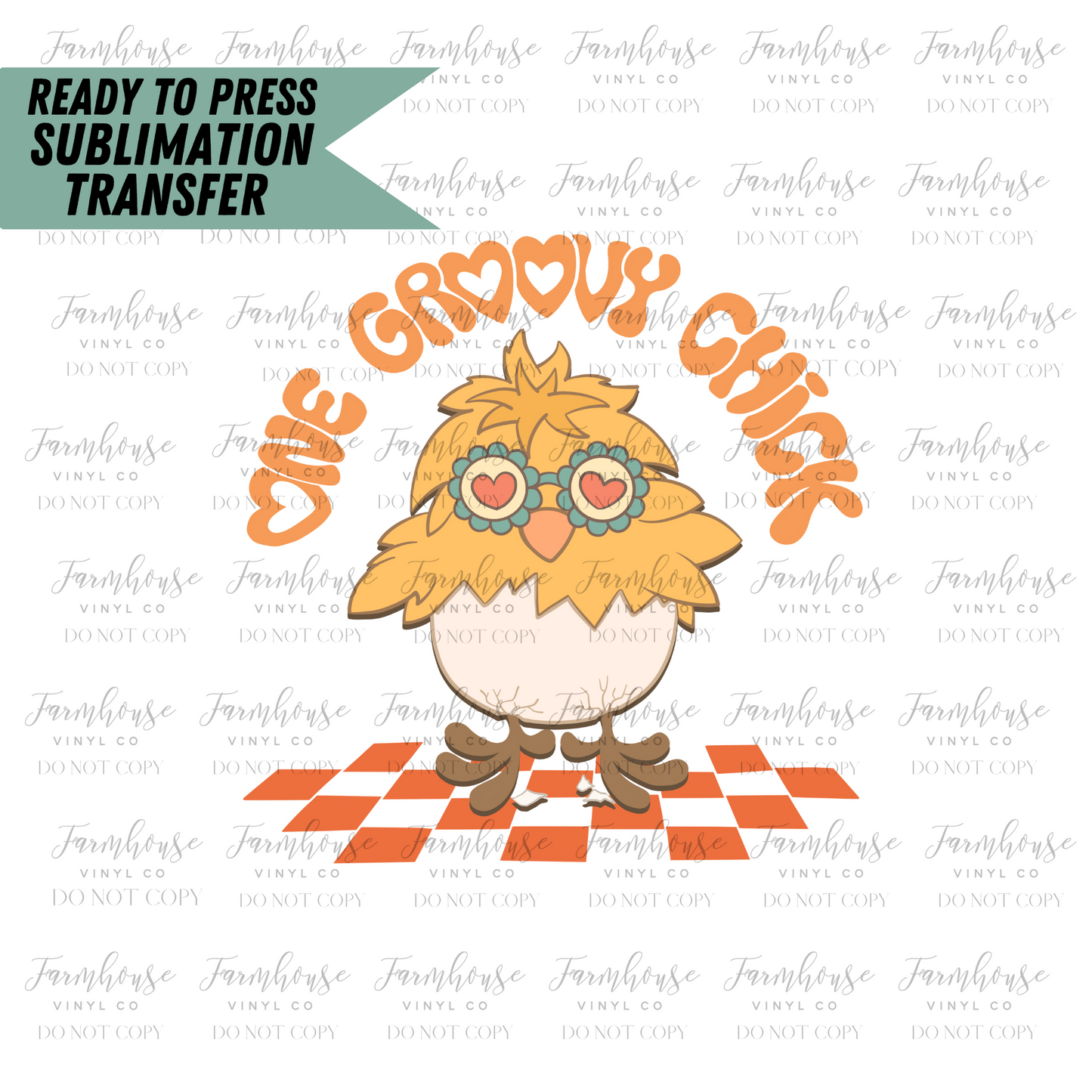 One Groovy Chick Retro Ready To Press Sublimation Transfer
