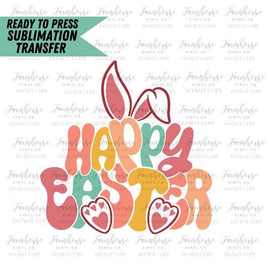 Happy Easter Retro Ready To Press Sublimation Transfer