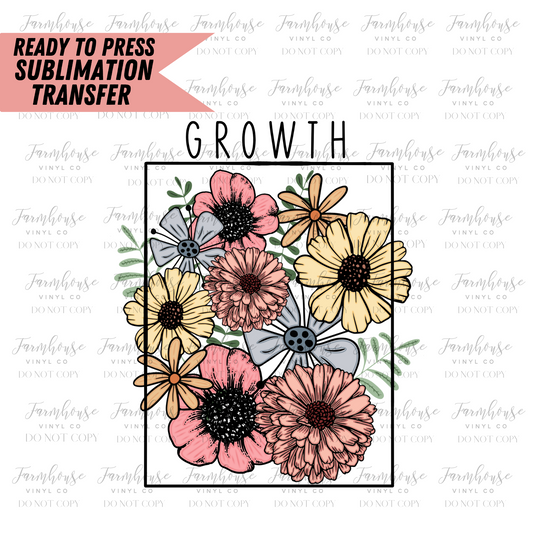 Growth Floral Ready To Press Sublimation Transfer