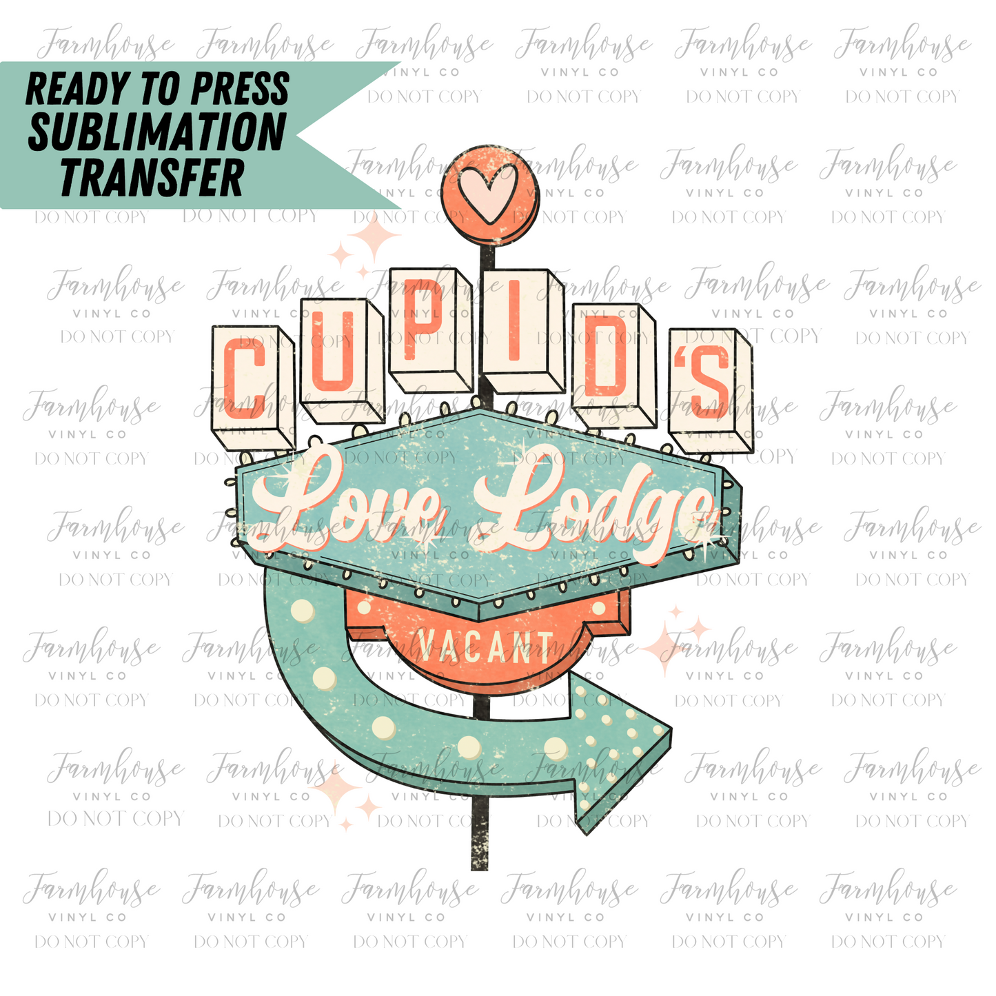Cupids Love Lodge Retro Ready To Press Sublimation Transfer