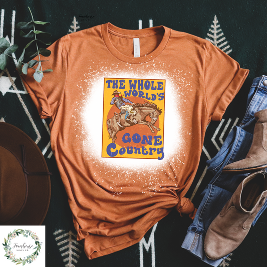The Whole Worlds Gone Country Bleached Shirt