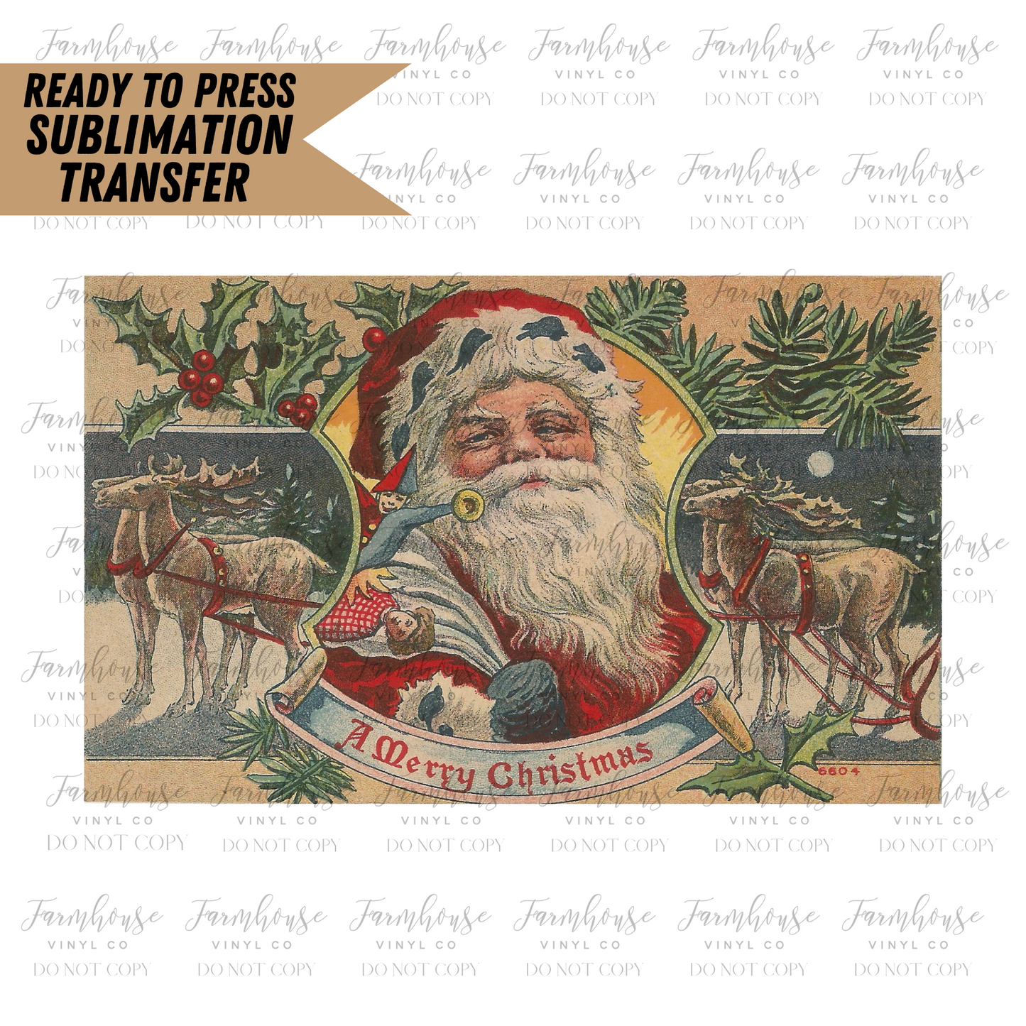 Vintage Santa Ready To Press Tumbler Sublimation Transfer