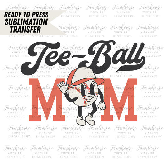 Tee Ball Mom Retro Ready To Press Sublimation Transfer
