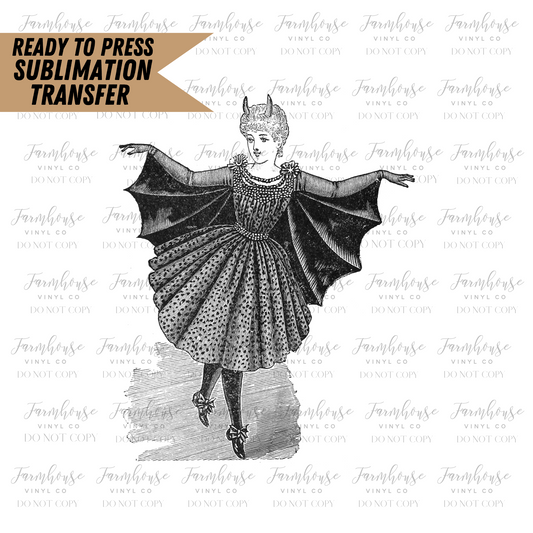 Vintage Bat Girl Ready To Press Sublimation Transfer