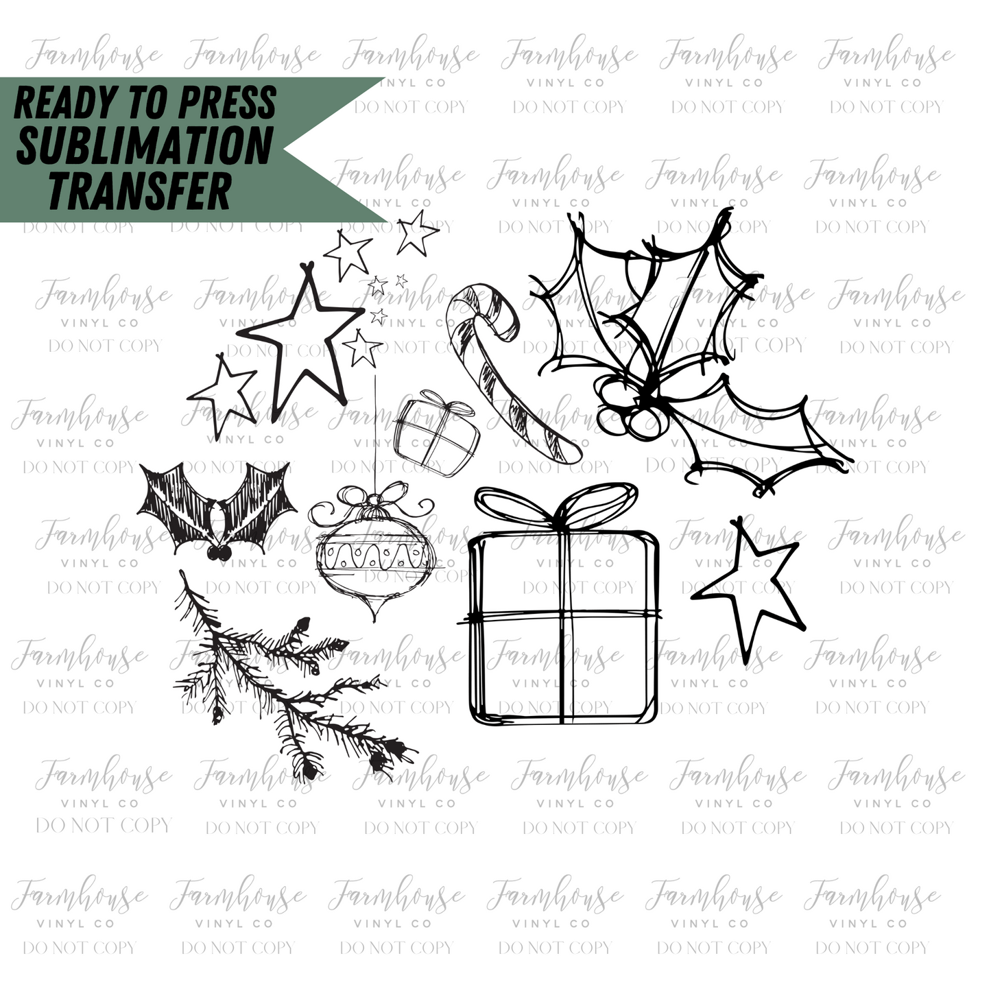 Sketch Christmas Favorite Things Ready To Press Sublimation Transfer - Farmhouse Vinyl Co