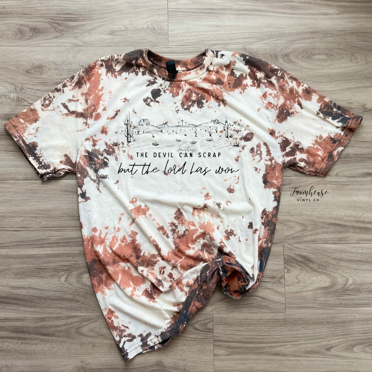 The Devil Can Scrap but the Lord has Won Cowhide Bleached Shirt