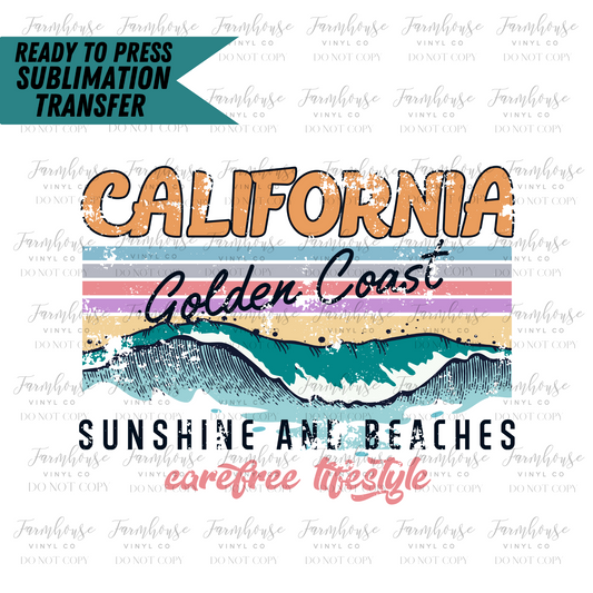 California Golden Coast Ready To Press Sublimation Transfer