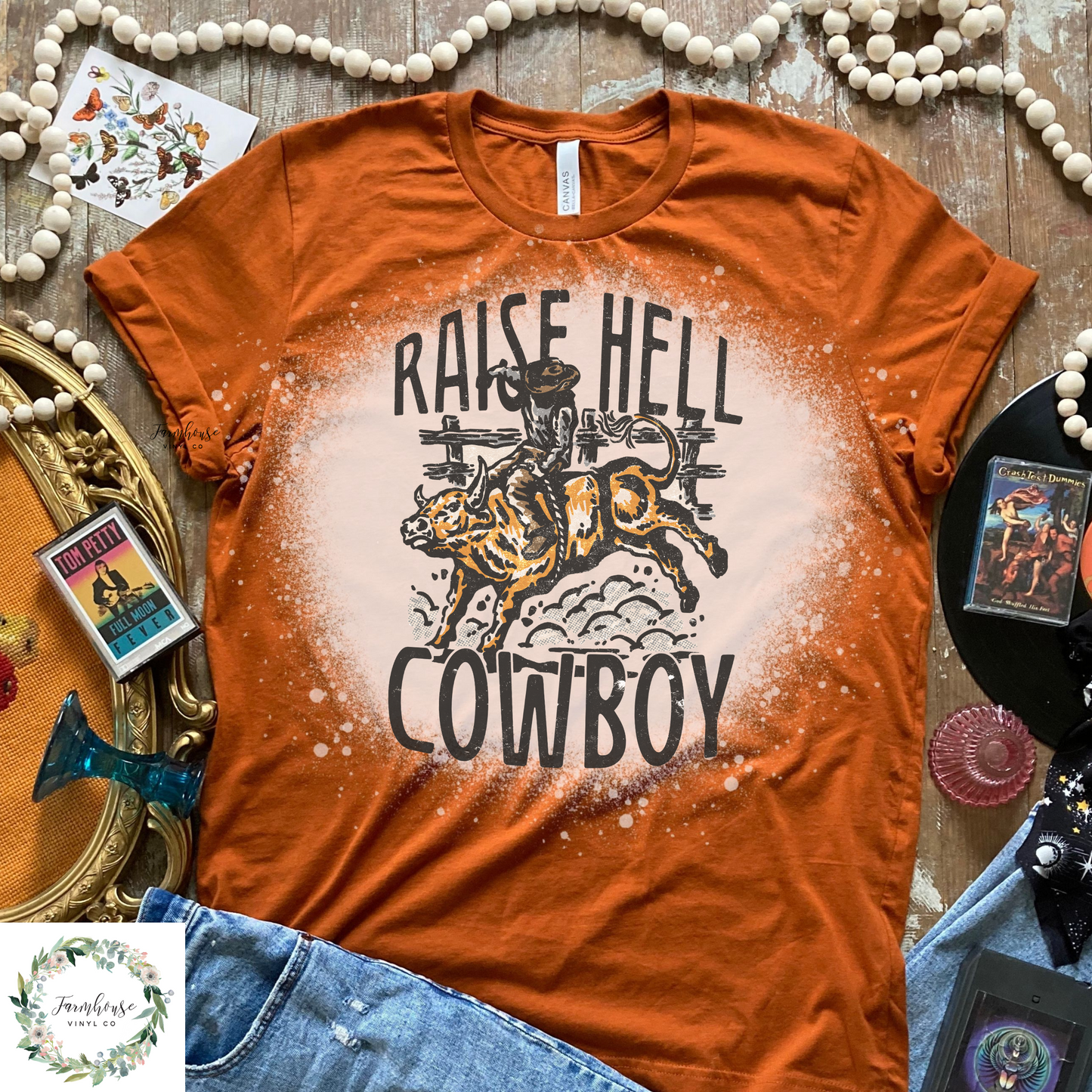 Raise Hell Cowboy Bleached Shirt