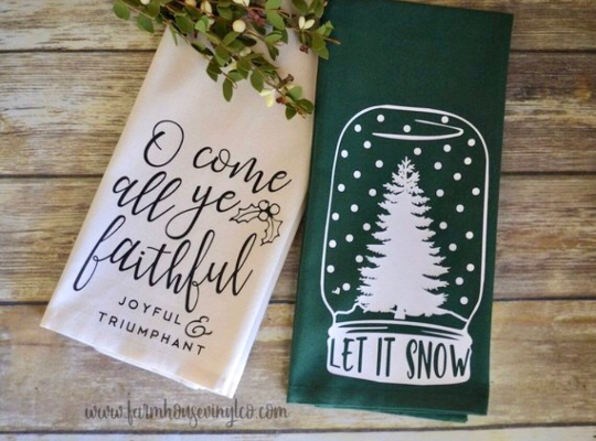 O Come All Ye Faithful and Let It Snow Towels - Farmhouse Vinyl Co