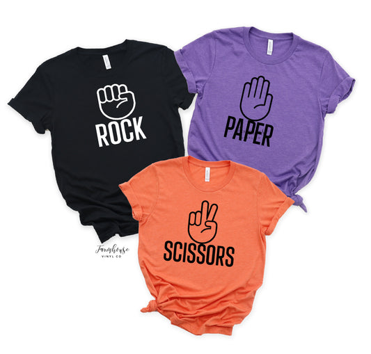 Rock Paper Scissors Halloween Group Matching Shirts