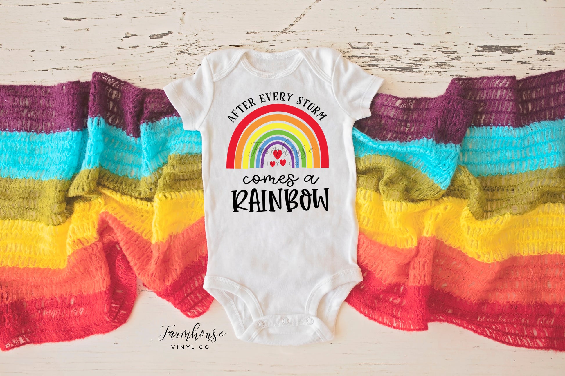 After Every Storm There is A Rainbow Onesie - Farmhouse Vinyl Co