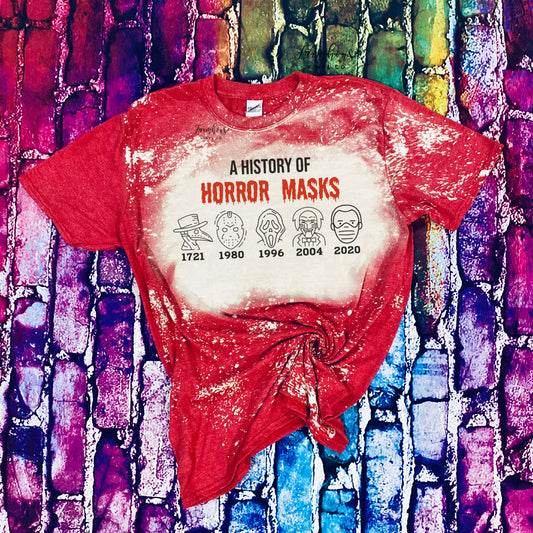 A History of Horror Masks Bleached Shirt - Farmhouse Vinyl Co