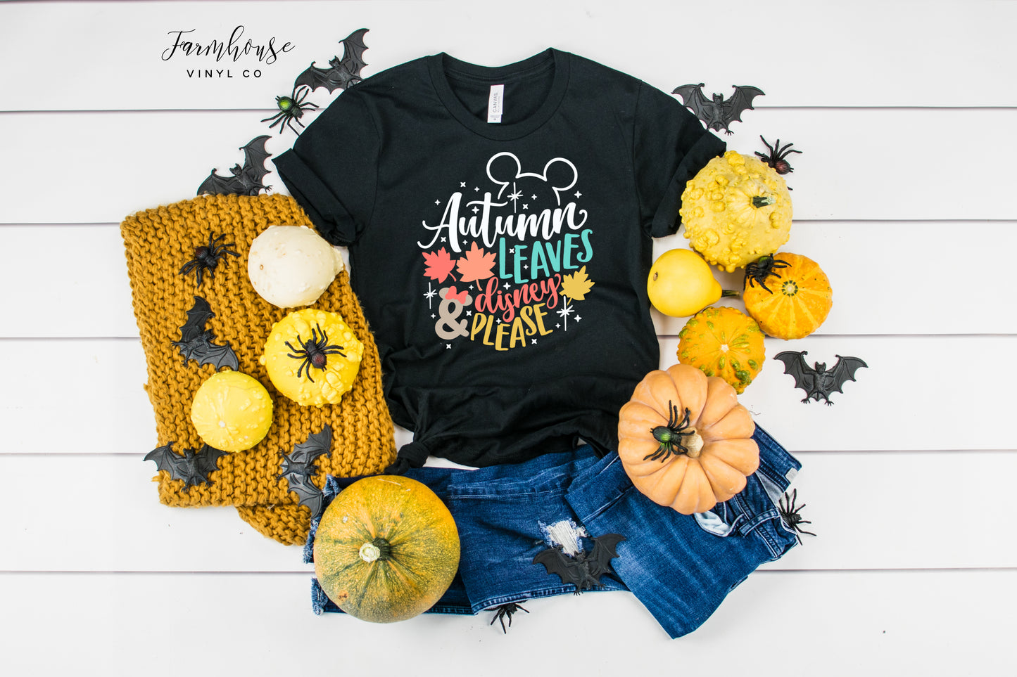 Autumn Leaves and Disney Please Shirt - Farmhouse Vinyl Co