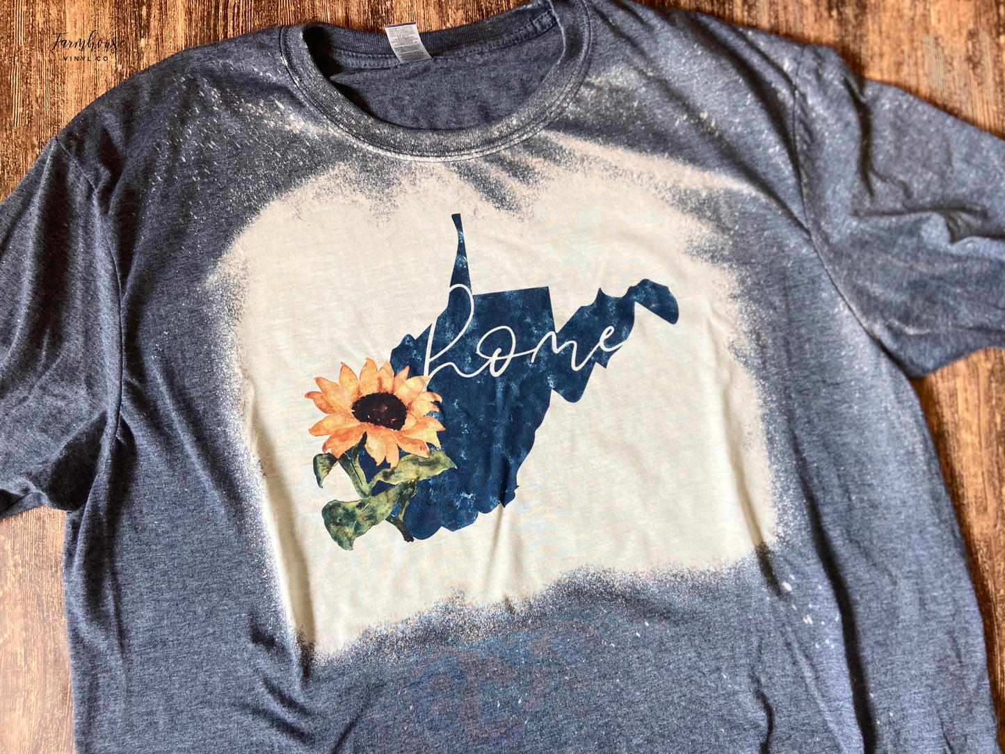 West Virginia State Sunflower Home Bleached Shirt - Farmhouse Vinyl Co