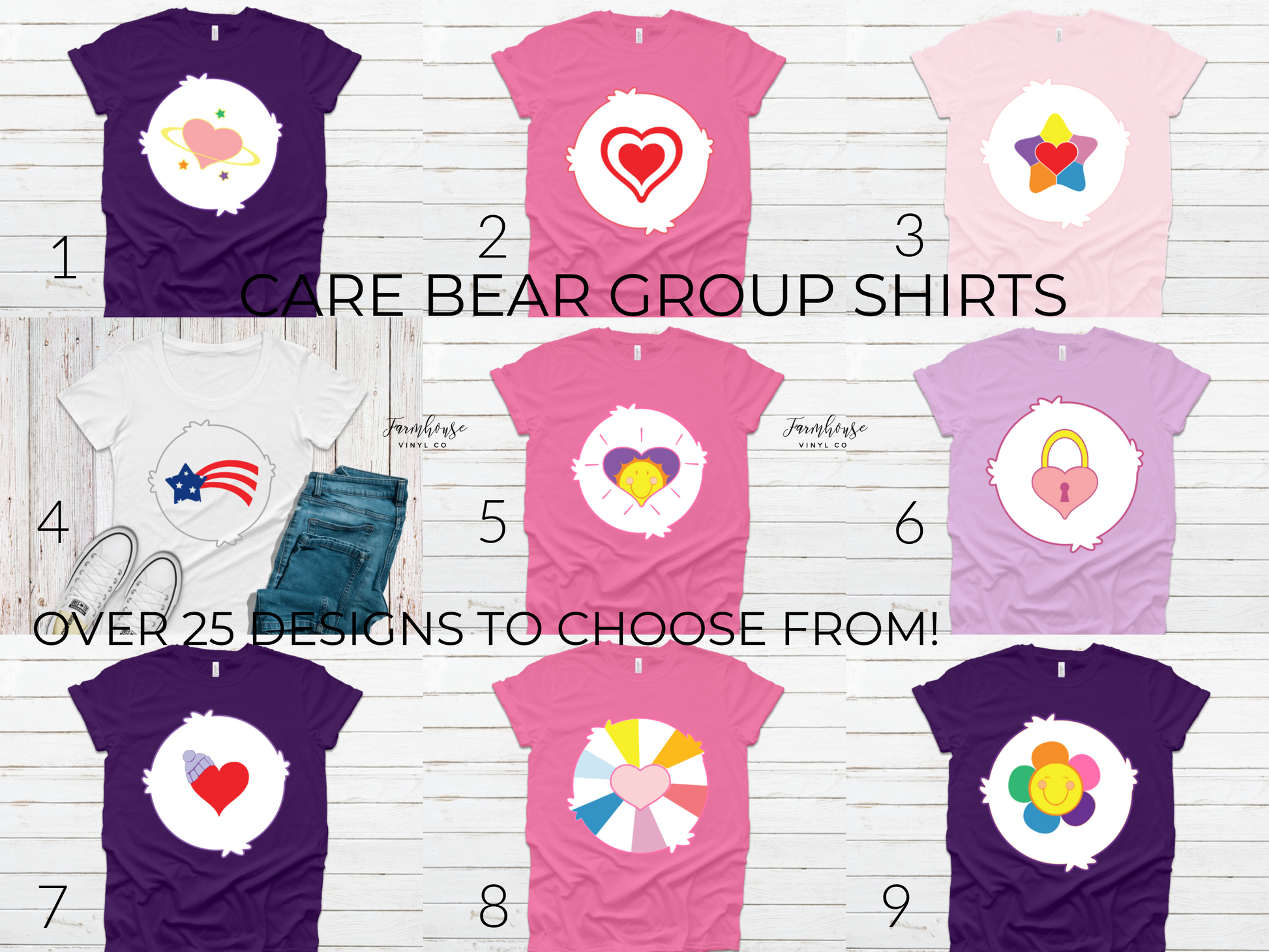 Care Bear Group Costume Matching Shirts - Farmhouse Vinyl Co