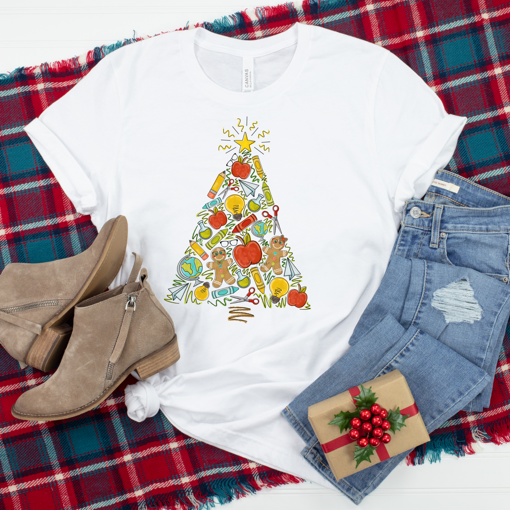 Teacher Christmas Tree Shirt - Farmhouse Vinyl Co