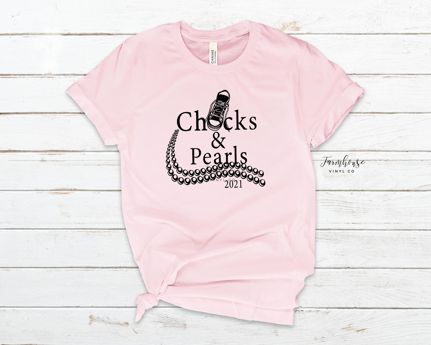 Chucks and Pearls Short Sleeve Shirt - Farmhouse Vinyl Co