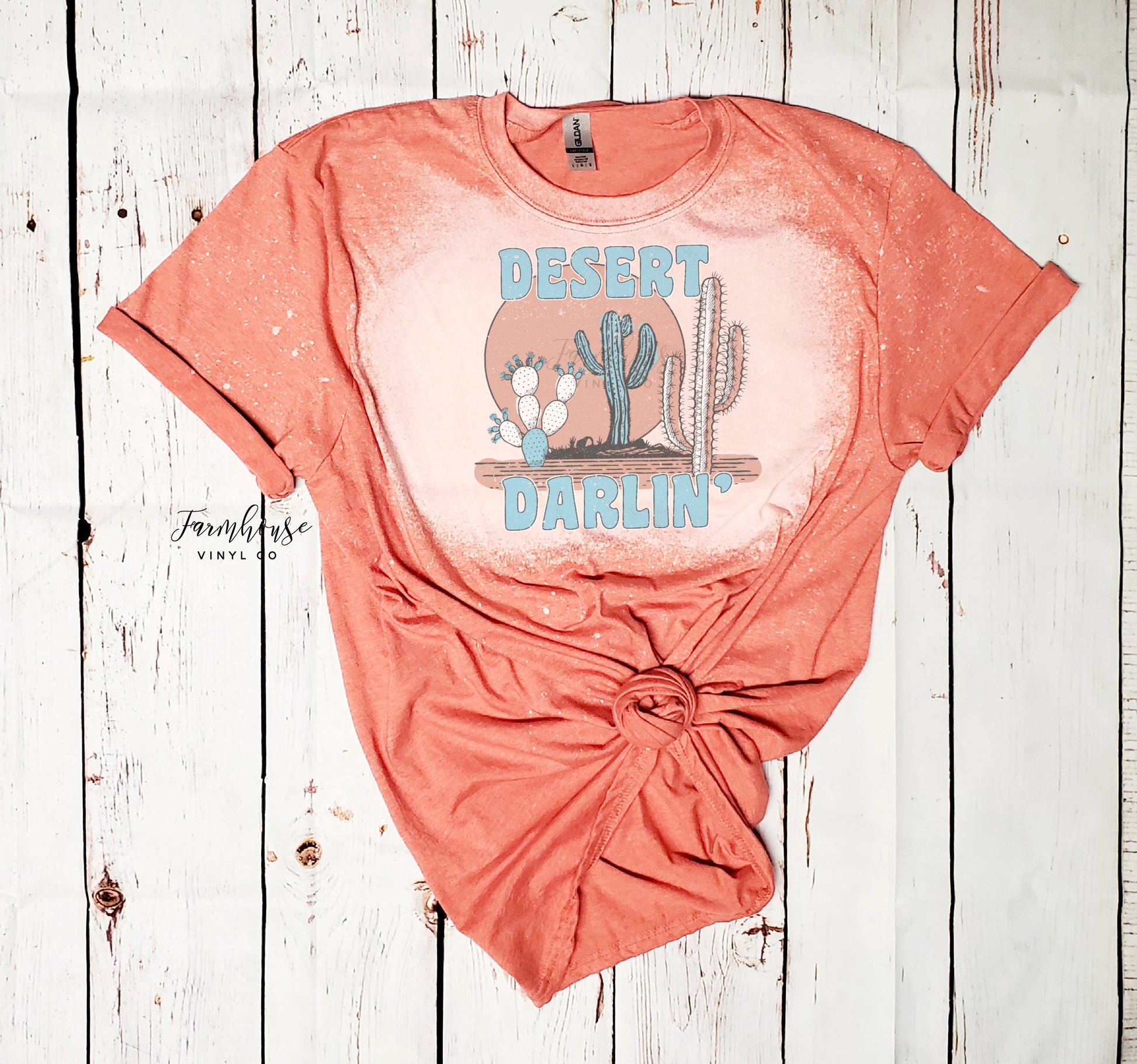 Desert Darlin' Cactus Bleached Shirt - Farmhouse Vinyl Co