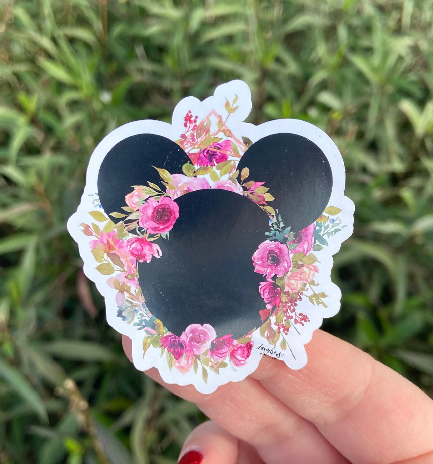 Minnie Mouse Floral Style Sticker - Farmhouse Vinyl Co