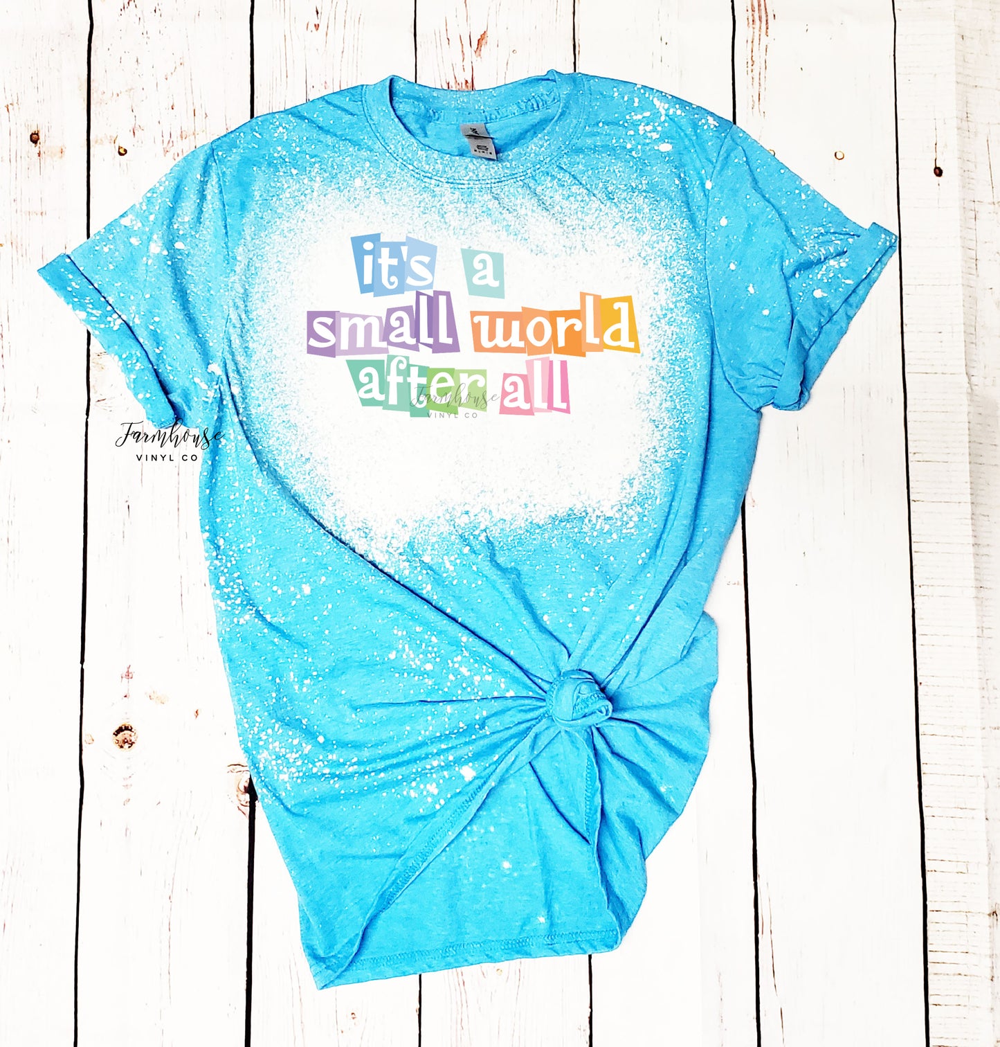 Disney It's A Small World Sign Bleached Shirt - Farmhouse Vinyl Co