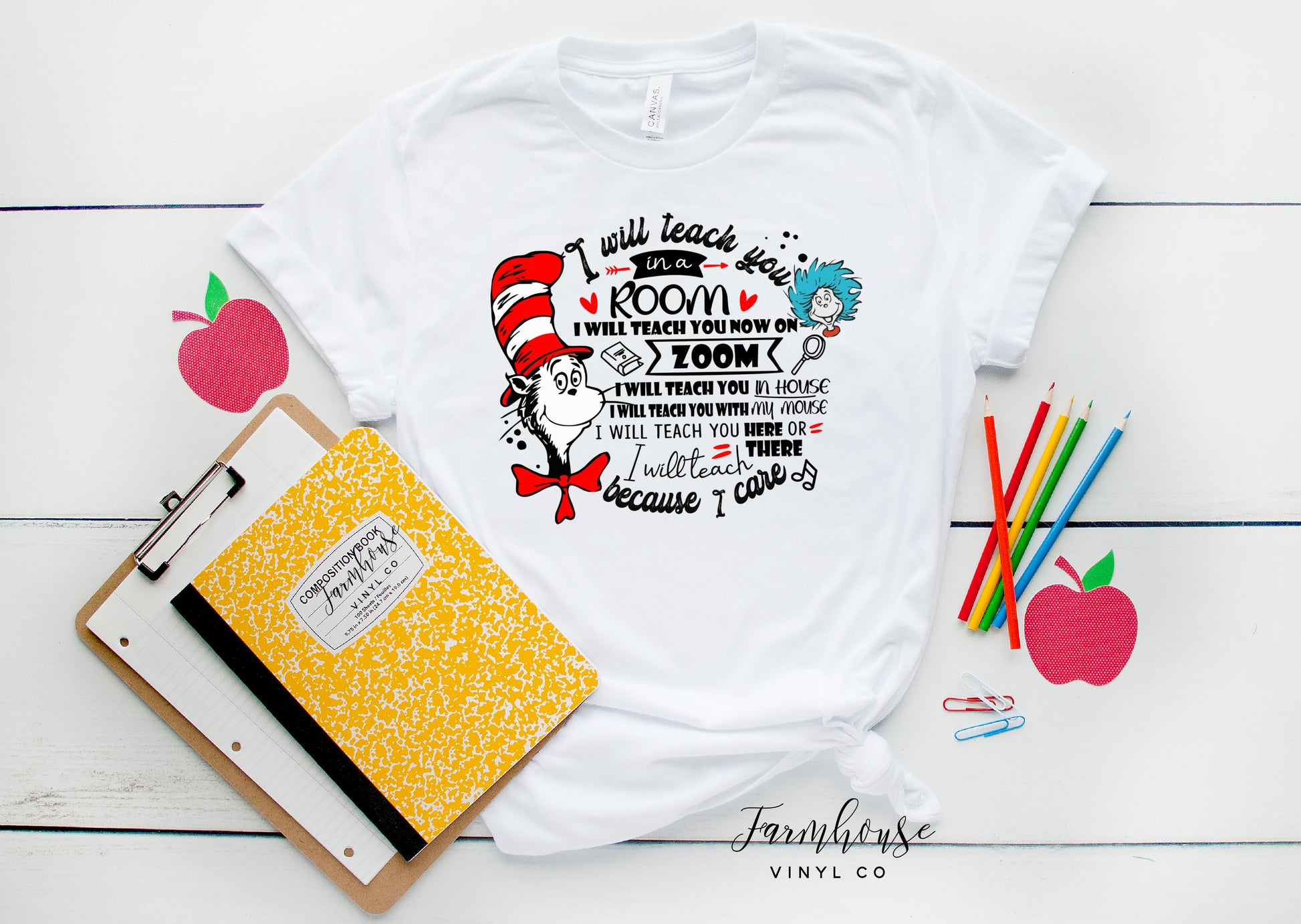 Dr Suess Cat in the Hat I Will Teach You on Zoom Shirt - Farmhouse Vinyl Co