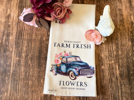 Farm Fresh Flowers Truck Towel - Farmhouse Vinyl Co