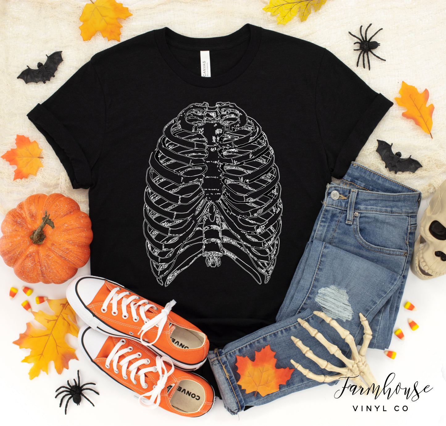 Halloween Skeleton Rib Cage Shirt - Farmhouse Vinyl Co