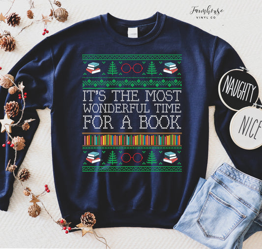 It's The Most Wonderful Time To Read A Book Ugly Christmas Clothing Collection