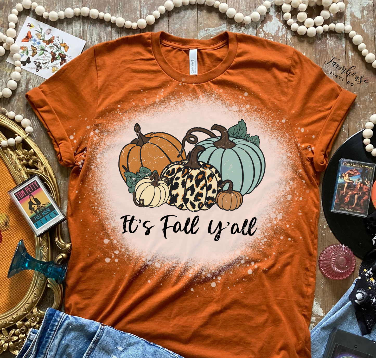 It's Fall Y'all Pumpkins Bleached Shirt