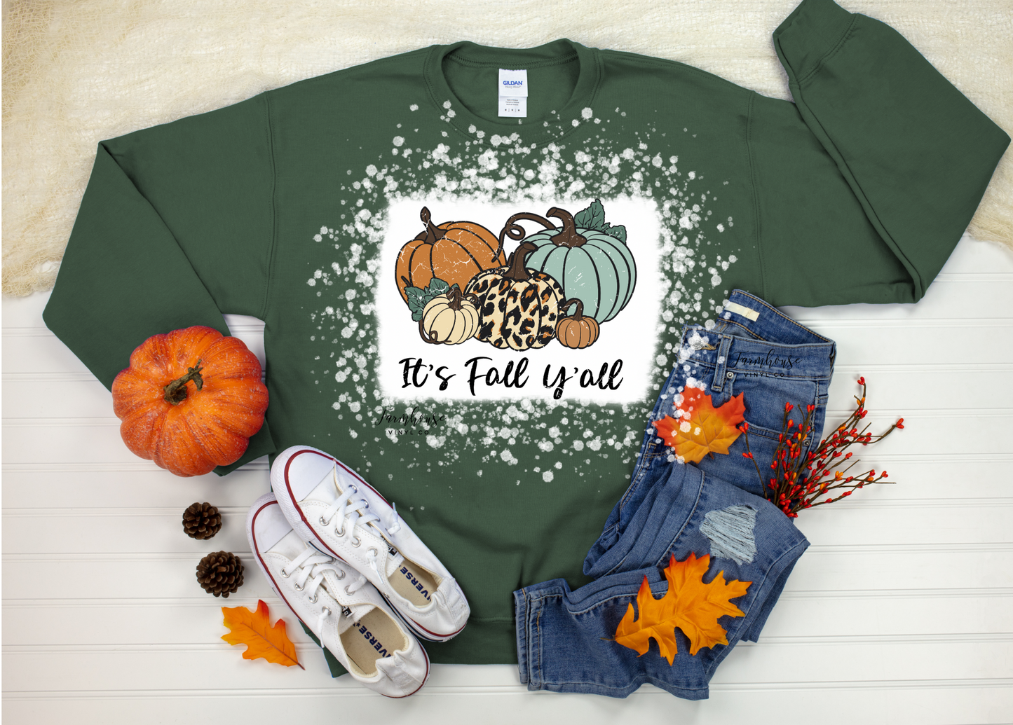 It's Fall Y'all Pumpkins Bleached Shirt