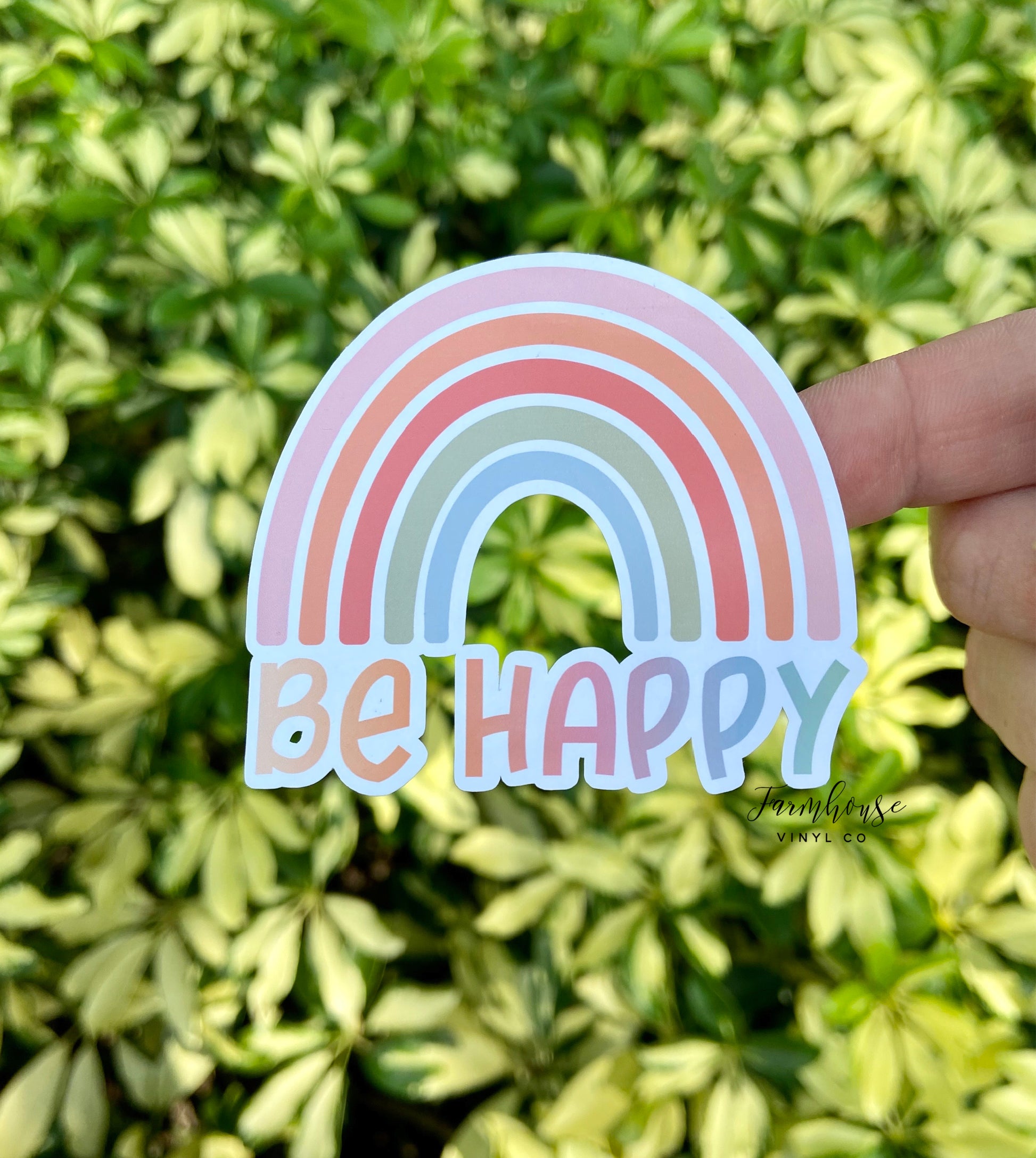 Be Happy Rainbow Sticker - Farmhouse Vinyl Co