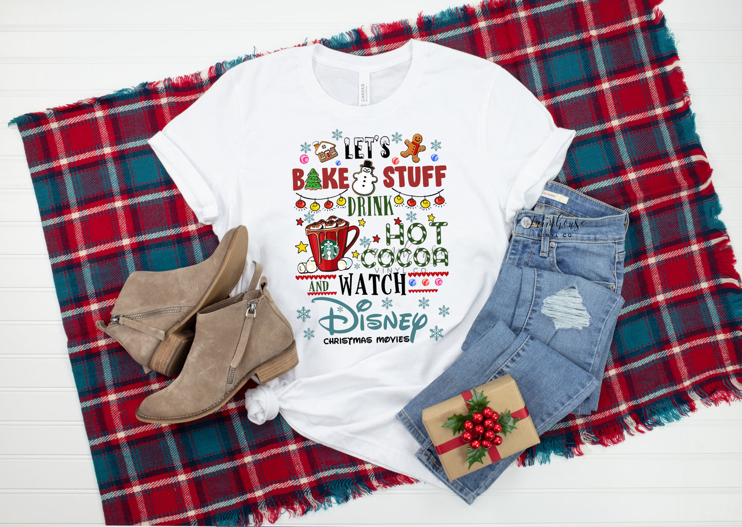 Let's Bake Stuff Drink Hot Cocoa and Watch Disney Christmas Movies Shirt Collection - Farmhouse Vinyl Co